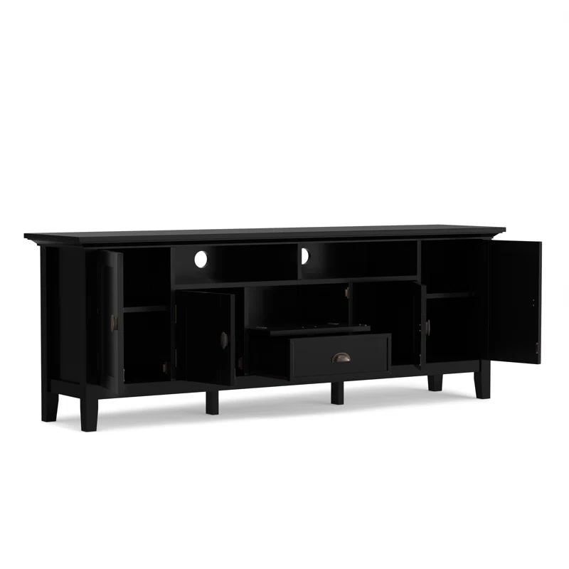 Simpli Home Redmond 72"W Solid Wood TV Stand for TVs up to 80" with Storage Cabinets