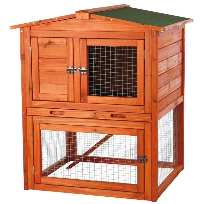 TRIXIE TRIXIE Elevated Single Rabbit Hutch with Large Run, Ramp, Ideal for Rabbits or Guinea Pigs