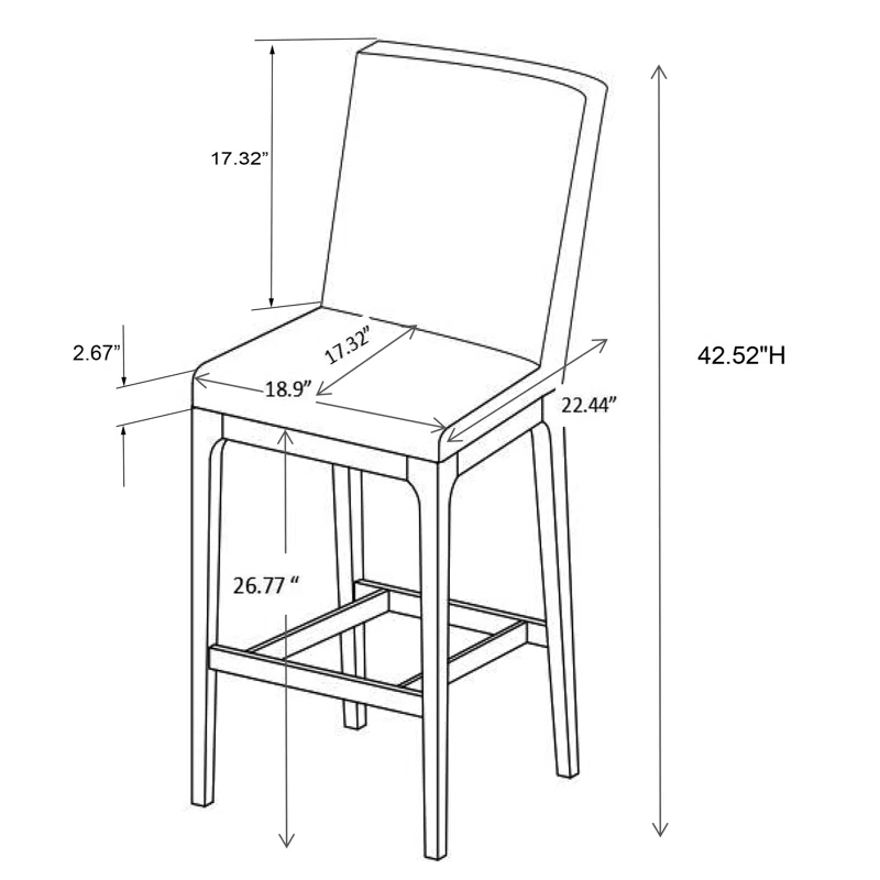 Chintaly Imports Emma Modern Low-back Counter Stool w/ Solid Wood Base
