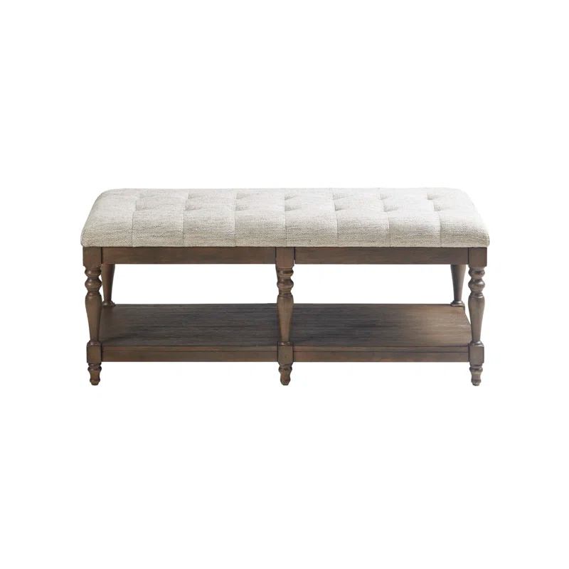 Martha Stewart Highland Tufted Accent Bench with Shelf