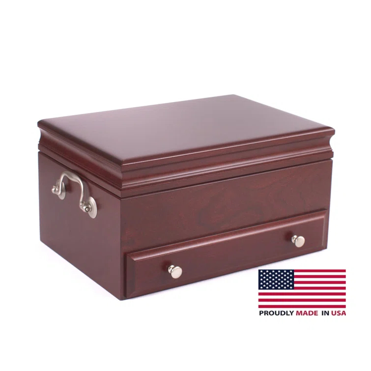 American Chest Wood Jewelry Box + Drawers