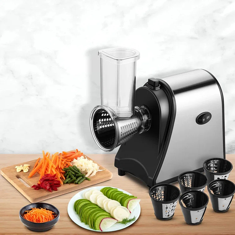 Himimi Electric Cheese Grater, Cutter, Slicer Shredder, 250W Salad Maker Shooter with 5 Free Attachments