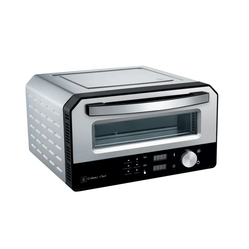 Culinary Chef Culinary Chef Indoor Pizza Oven, Temperature Control, Bonus Artisanal Cutter, Removable Stone, SS
