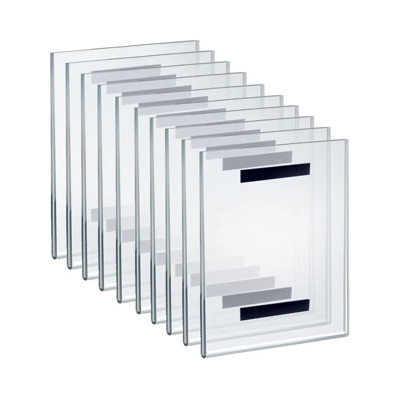 Azar Displays Clear Acrylic Magnet Back Sign Holder Frames 8" W x 10" H - Portrait / Vertical, 10-Pack (Set of 10)
