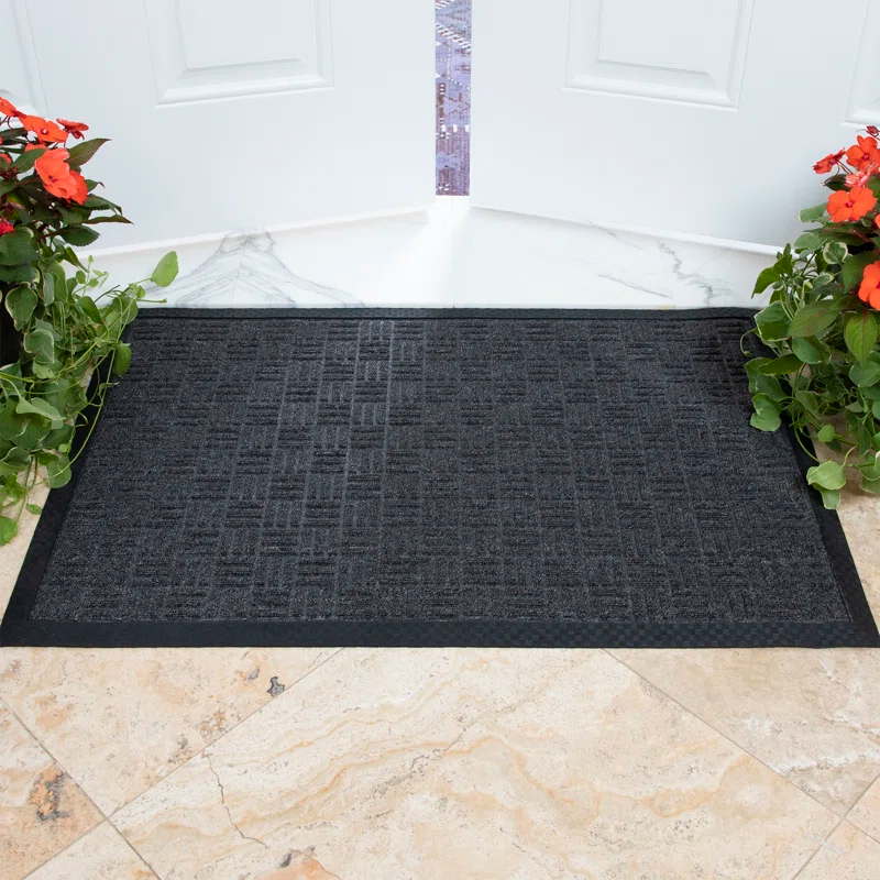 Ottomanson Carpeted Rubber Outdoor Non-Slip Outdoor Door Mat