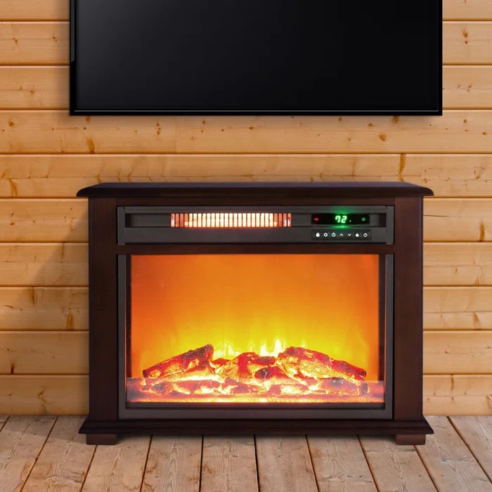 Lifesmart LifeSmart Portable Dark Walnut 3 Quartz Infrared Fireplace Heater with Remote Control and Timer