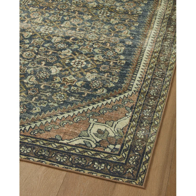 Magnolia Home By Joanna Gaines X Loloi Banks Machine Washable Denim / Clay Area Rug
