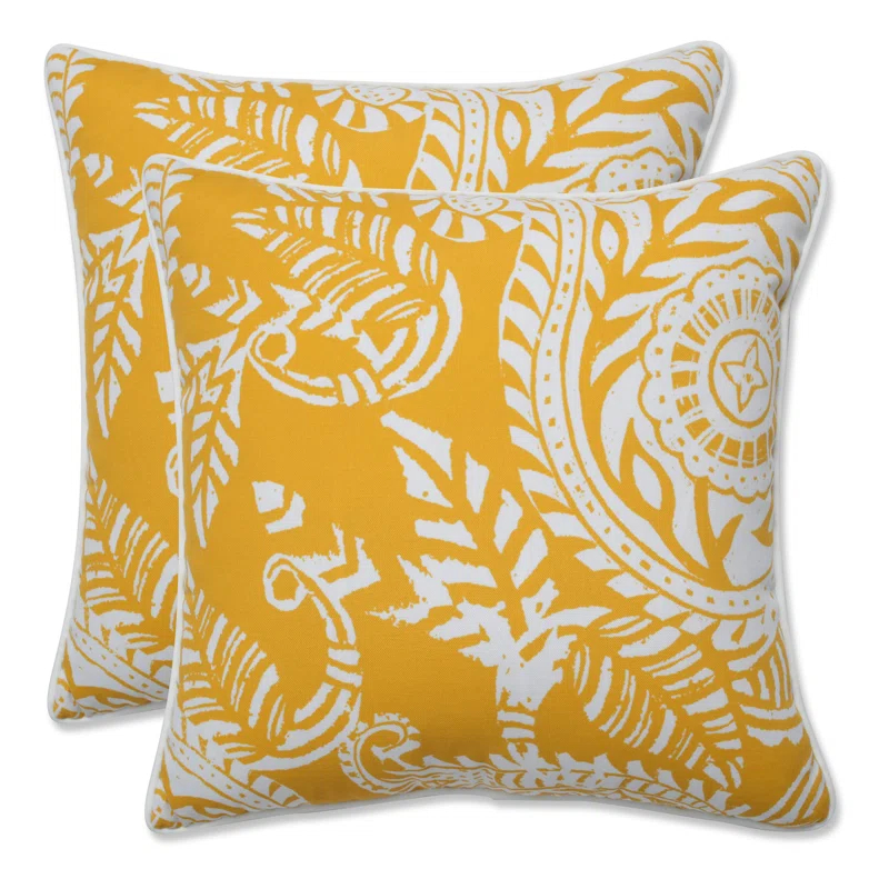 Pillow Perfect Addie Paisley Indoor/Outdoor Reversible Throw Pillow (Set of 2)