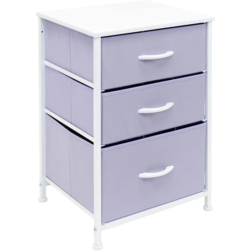 Sorbus Sorbus 3 Drawers Nightstand with Steel Frame, Wood Top & Fabric Bins