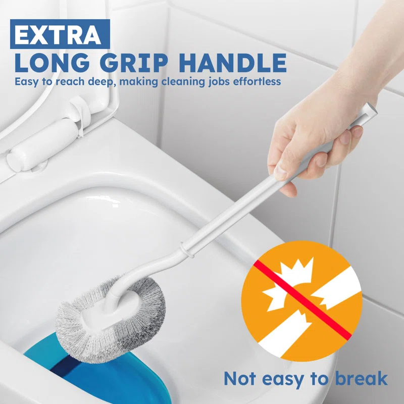 TUHOME FURNITURE LLC 2-Pack Toilet Brush And Holder With Extra Long Handle, White