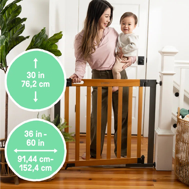 Ingenuity The Thruway 60XW Series Extra Wide Safety Pet and Baby Gate, 36"-60" Wide - Honey Oak