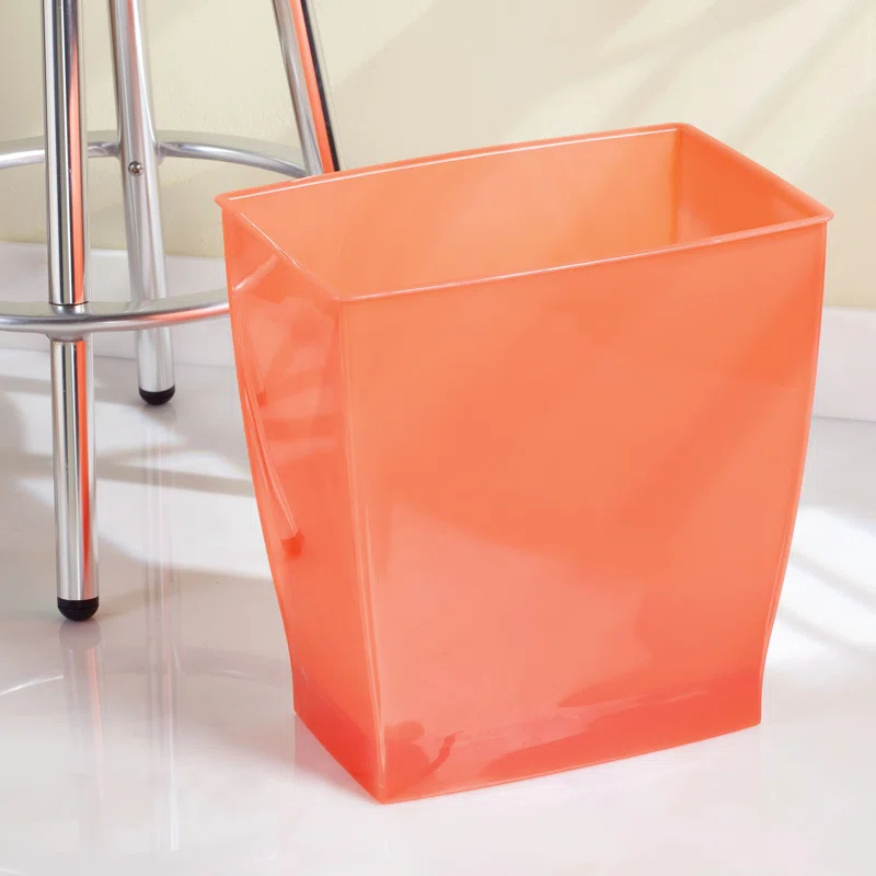 iDesign Mono BPA-Free Plastic Rectangular Waste Basket - 11.25" x 7.5" x 12", Tango Orange