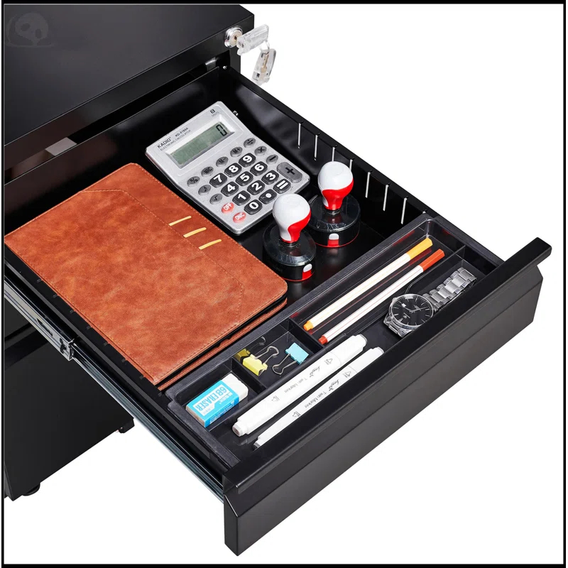 Inbox Zero 3-Drawer Mobile File Cabinet With Lock