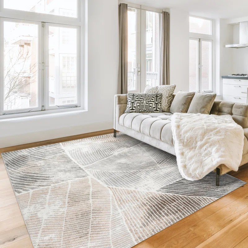 Gertmenian Gertmenian Alor Bisa Modern Abstract Gray/Ivory/Tan Polypropylene Indoor Area Rug