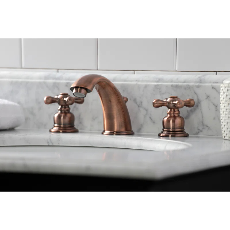 Kingston Brass KB966AX Kingston Brass Victorian Two-Handle 3-Hole Deck Mount Widespread Bathroom Faucet with Retail Pop-Up Drain