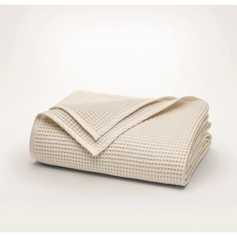 King Size Natural Organic Cotton Waffle Weave Throw Blanket