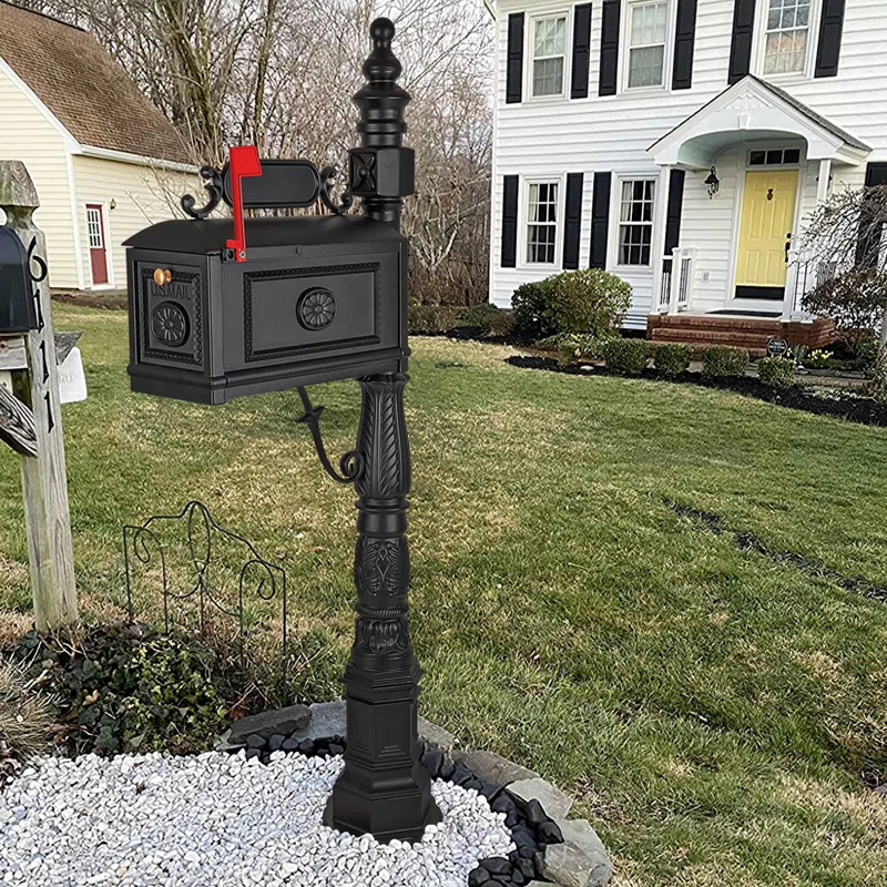 Polar Aurora Cast Aluminum Mailbox With Post Barcelona Decorative Modern Mail Box For Outside