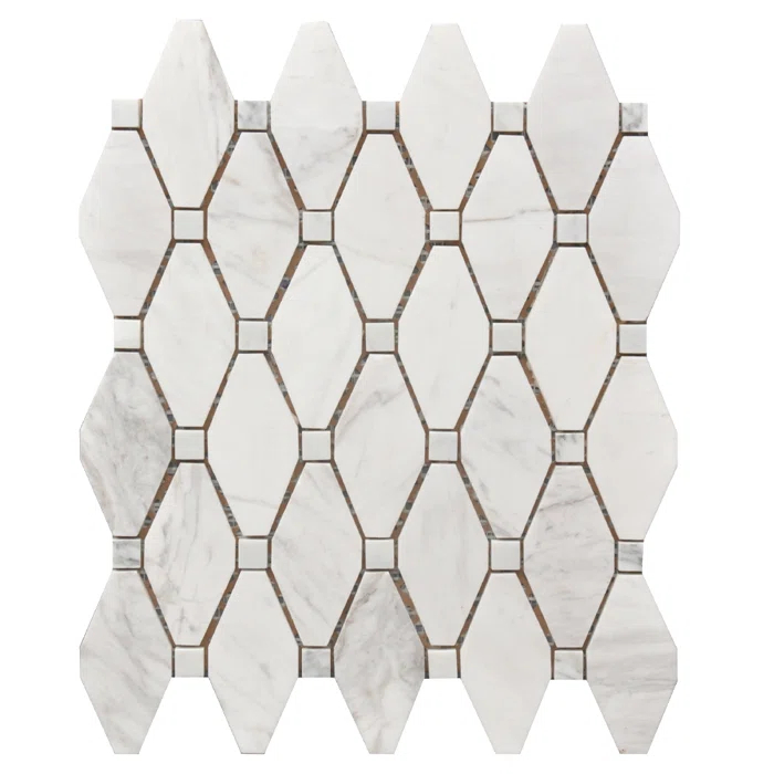 Roca Tiles Large Rhombus 12" x 12" Marble Mosaic Wall & Floor Tile