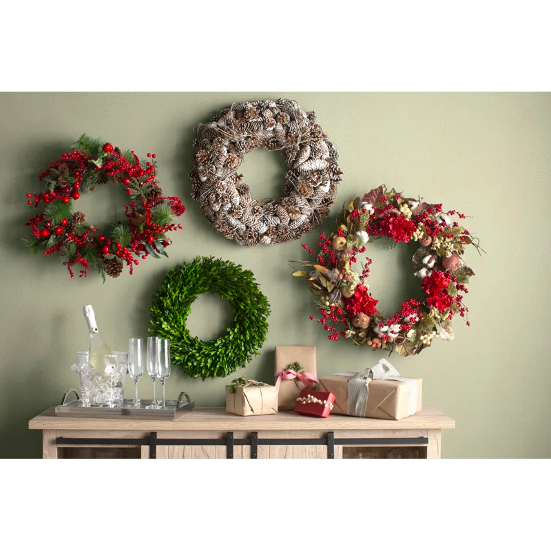 Birch Lane™ Alby Preserved Boxwood Real Greenery Wreath