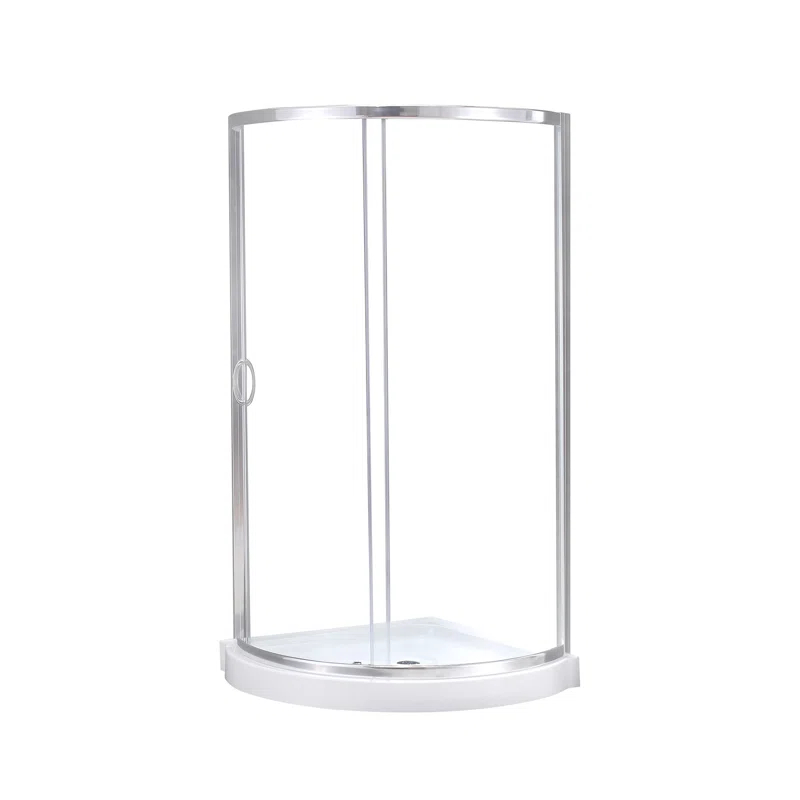 Ove Decors Breeze_34_withouth_walls OVE Decors Breeze Premium 35 in. Framed Round Shower Kit w/ Clear Glass, Base in Chrome Finish