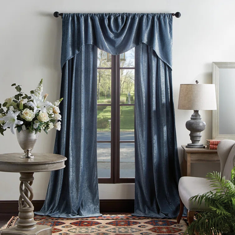 Martha Stewart Naples Chenille Solid Semi-Sheer Rod Pocket Curtain Panels (Set of 2)
