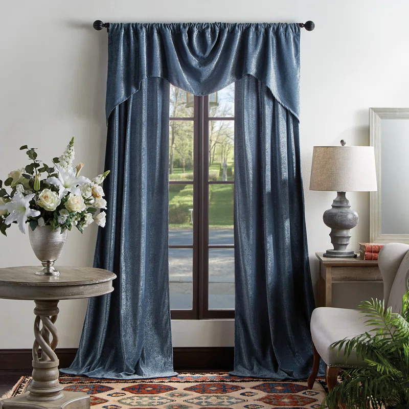 Martha Stewart Naples Chenille Solid Semi-Sheer Rod Pocket Curtain Panels (Set of 2)