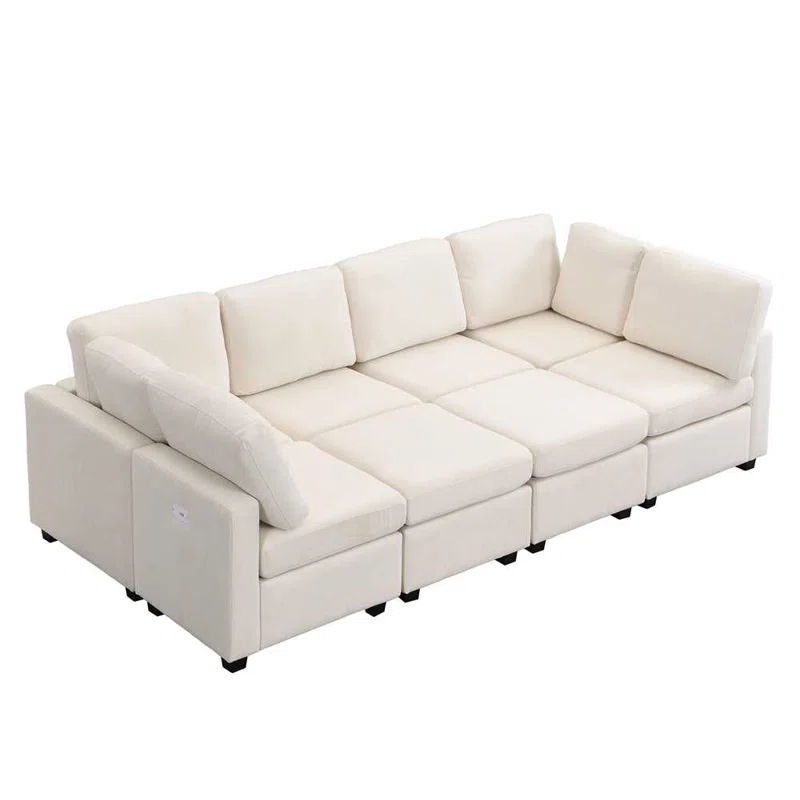 Hokku Designs Modern Sofa 103" Sectional Sofa Couch Sofa Bed U-Shaped Sofa With Two Movable Ottoman Upholstered Sectional