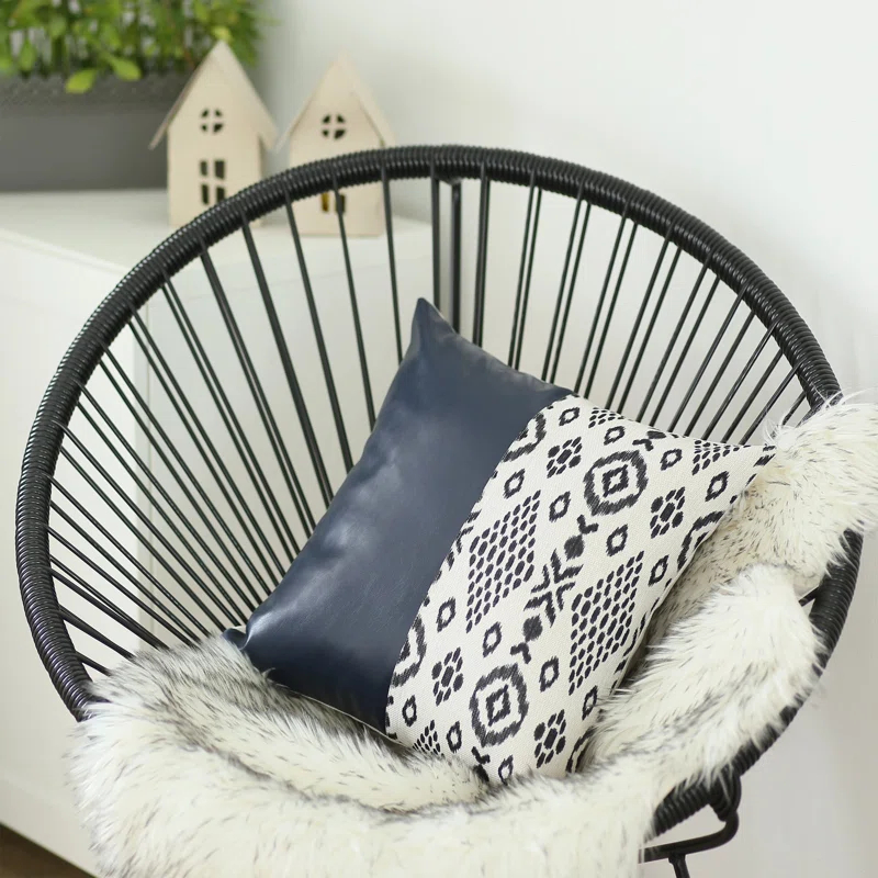 Decorative Faux Leather Pillowcase Ikat Pillow Cover
