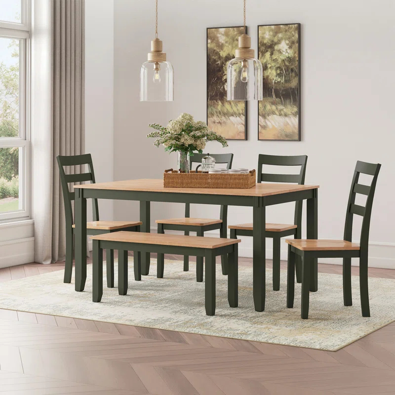 Lark Manor™ Malkin Dining Table With 4 Chairs And Bench, Set Of 6
