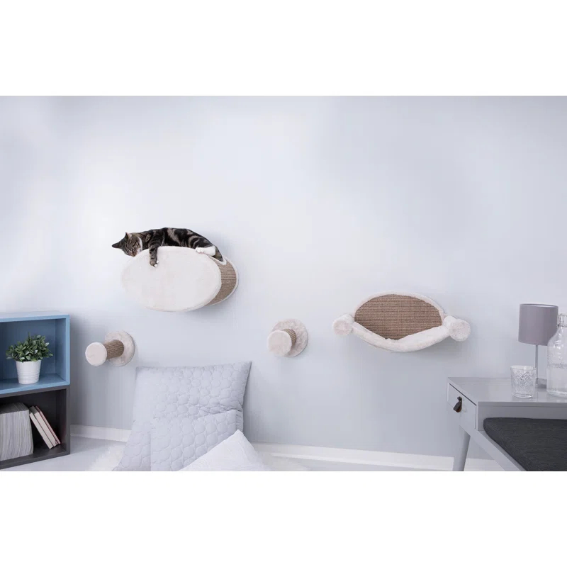 TRIXIE TRIXIE Wall Mounted Cat Lounge Set, Hammock and Condo with Two Steps, Cat Furniture, Scratching Post