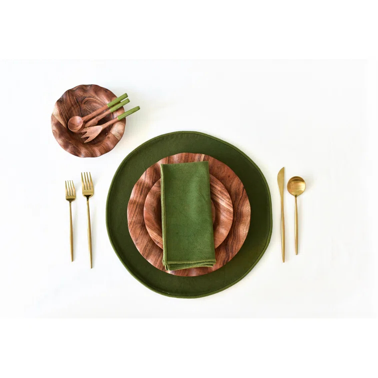 Blush And Pine Color Block Round Placemat Set Of 4 (Set of 4)
