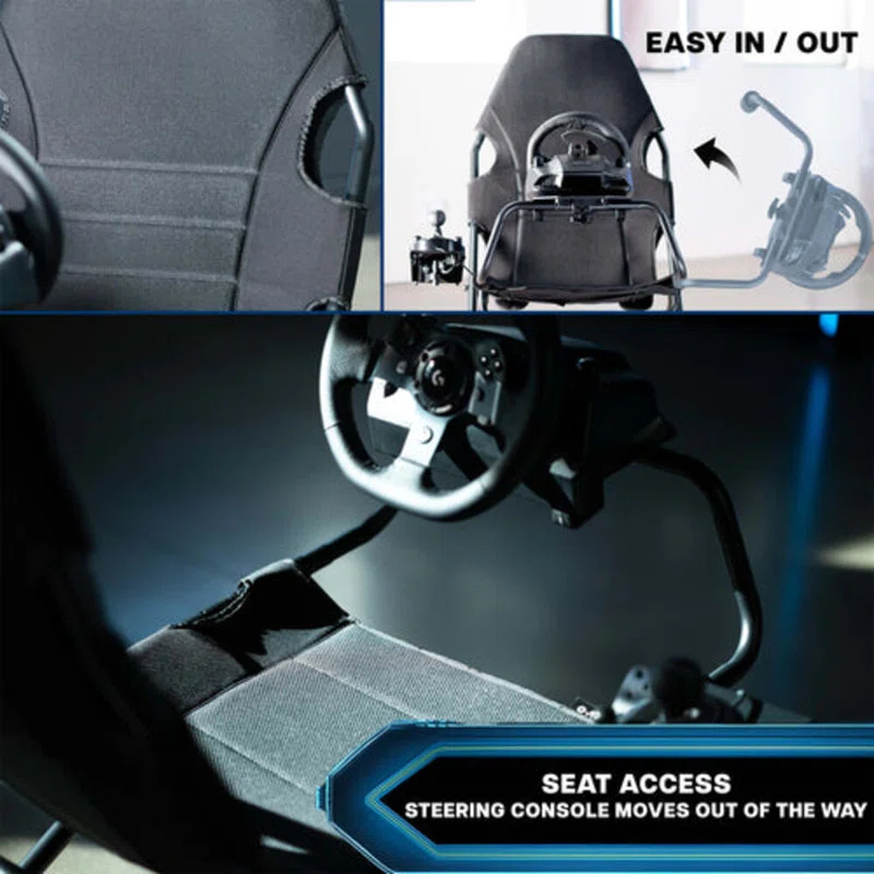 Vivo Black Folding Racing Simulator Cockpit With Wheel Stand