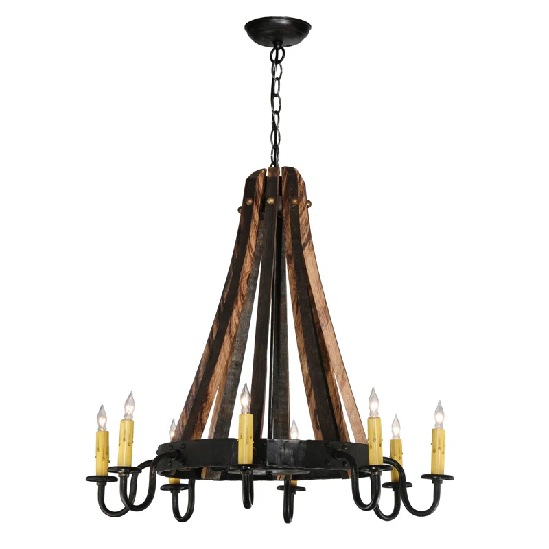Meyda Lighting Rustic Lodge 8 - Light Wagon Wheel Chandelier