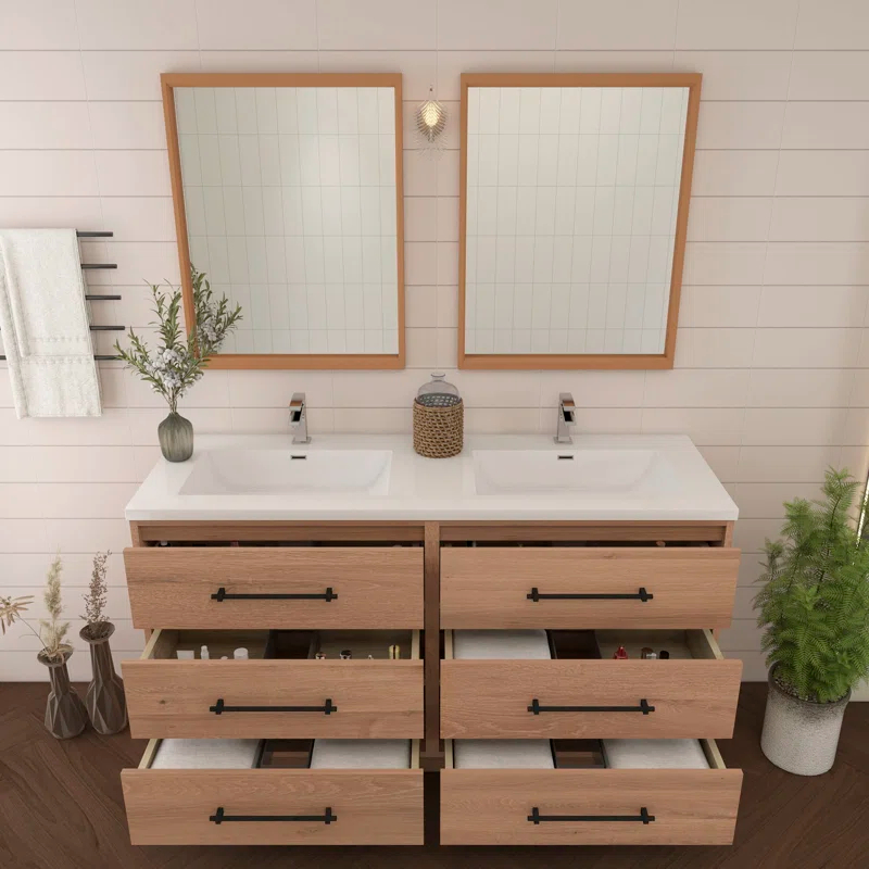 MEBO Victoria 58.9'' Double Bathroom Vanity with Acrylic Top
