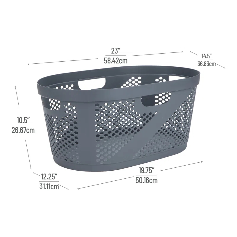 Mind Reader Mind Reader 40L Laundry Basket, Clothes Hamper, Ventilated, Plastic, 23"L x 14.5"W x 10.5"H, 2 Pack (Set of 2)