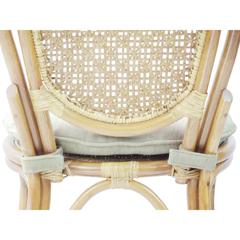 Bayou Breeze 4 Denver Dining Handmade Wicker Side Chair Natural Rattan With Cream Cushion (Set of 4)