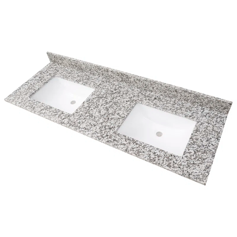 61 in. x 22 in. D Bathroom Vanity Top with Double Sinks