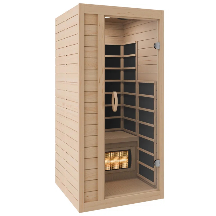Steam Spa 1 Person Indoor Sauna Room: Hemlock Wooden Spa With Bluetooth Speaker, FM, And Touch Control Panel