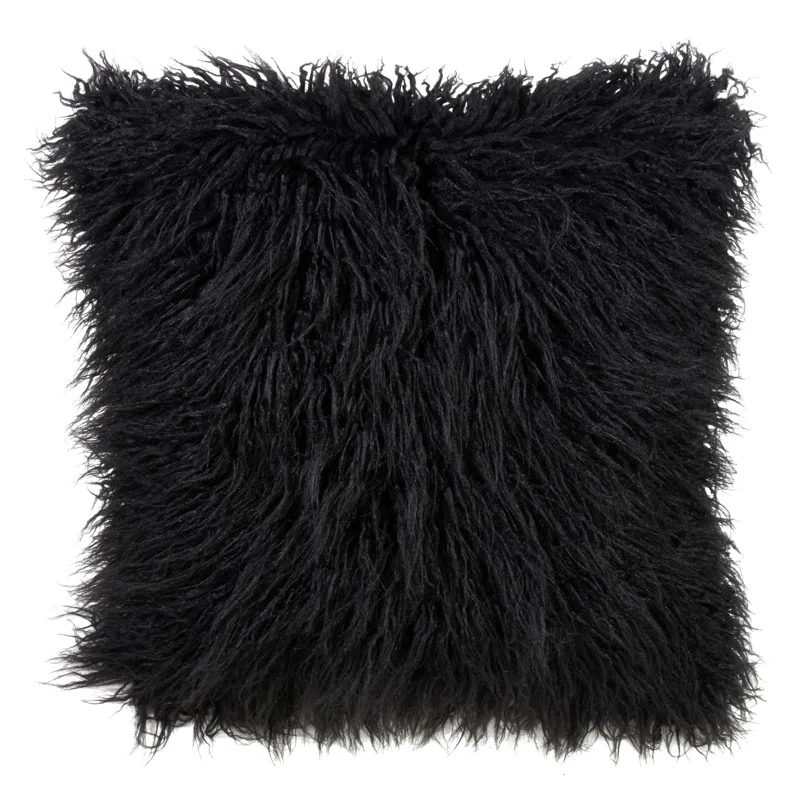 Saro Faux Mongolian Collection Throw Pillow