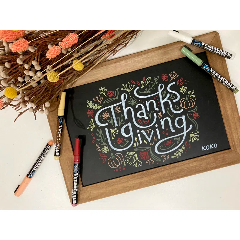 VersaChalk VersaChalk Steel Reversible Mini Magnetic Chalkboard, Up to 2' Size  + Fine Tip White Marker