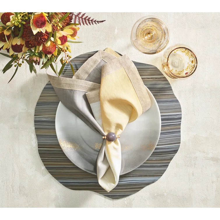 Gray and Beige Acrylic Round Mica Placemat