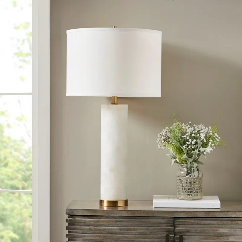 Everly Quinn Alabaster Table Lamp