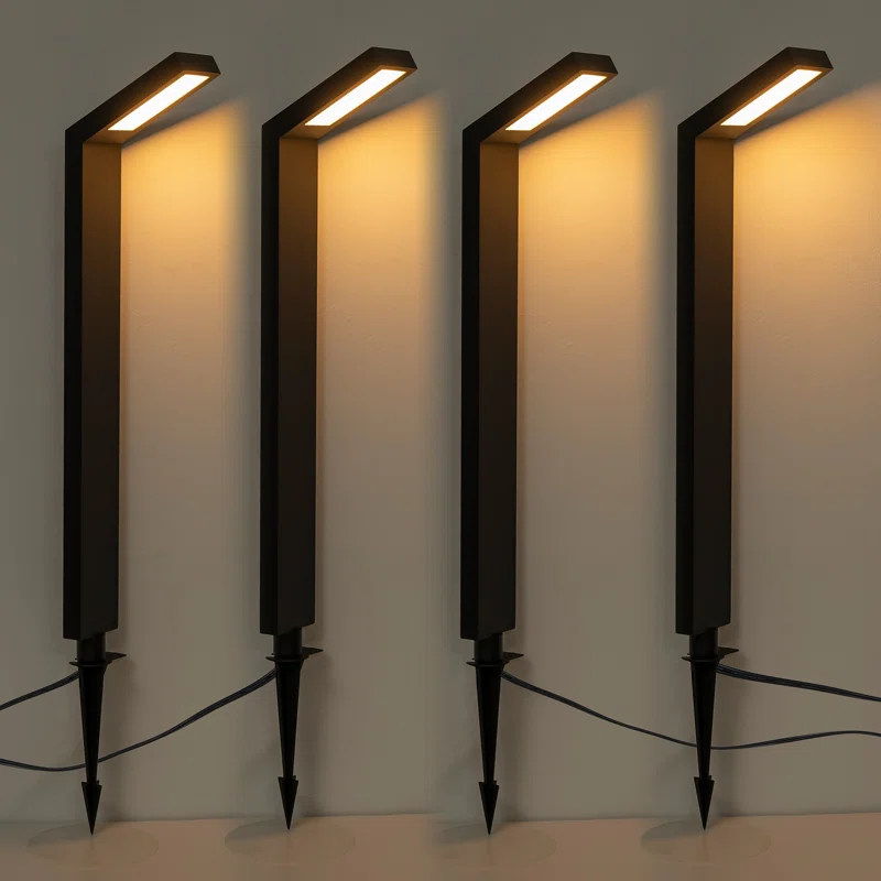 C Cattleya Low-voltage Black Aluminum Led Landscape Path Lights With Frosted Glass Shade(4-pack) (Set of 4)