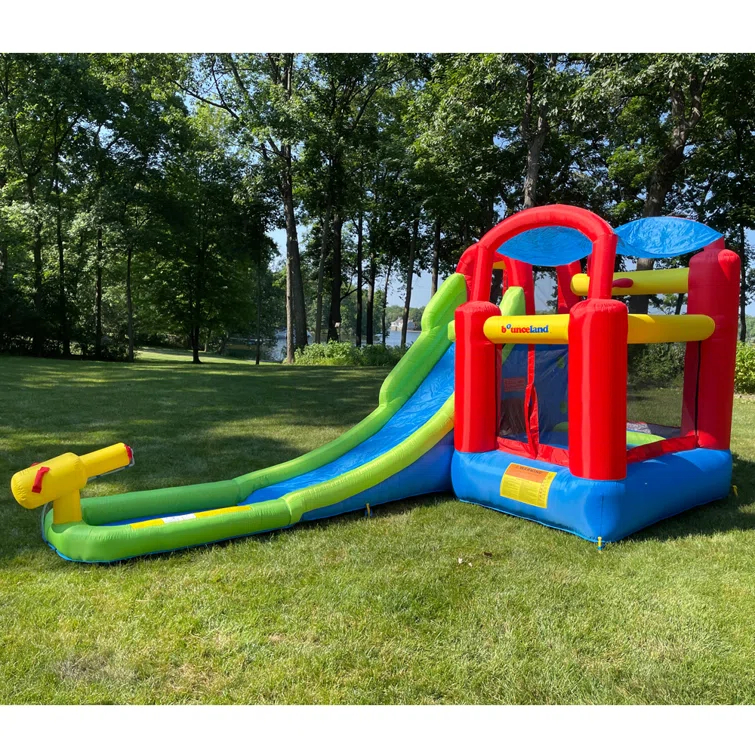 Bounceland Inflatable 8.5' x 17.5' Bounce House Water Slide and Air Blower