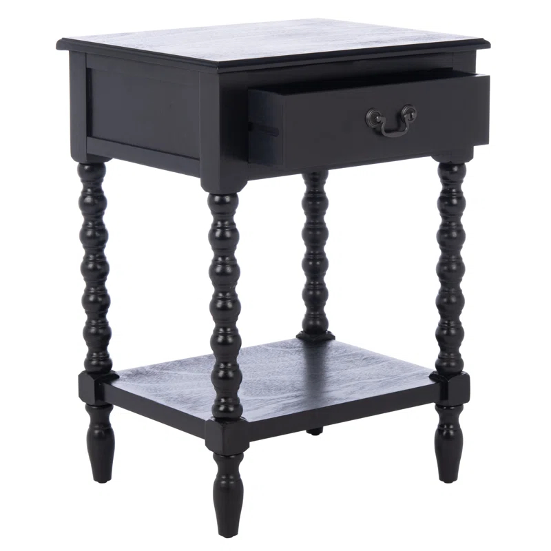 Dakota Fields Solid Wood Top End Table with Storage