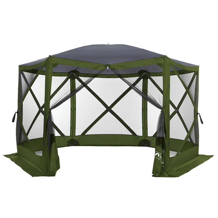 ECR4Kids ECR4Kids Lightspeed Outdoors Pop-Up 6-Sided Screen Shelter, Camping Gazebo, Green