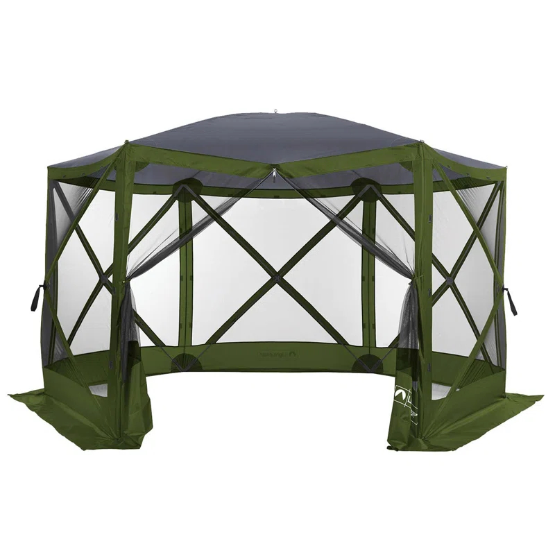 ECR4Kids ECR4Kids Lightspeed Outdoors Pop-Up 6-Sided Screen Shelter, Camping Gazebo, Green