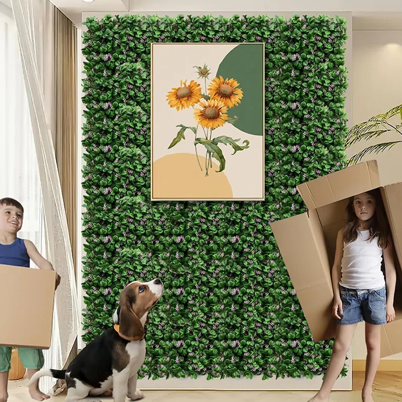 MAXAYA Artificial Hedge Wall Panels,8Pcs10"X10"Greenery Wall Backdrop,P...