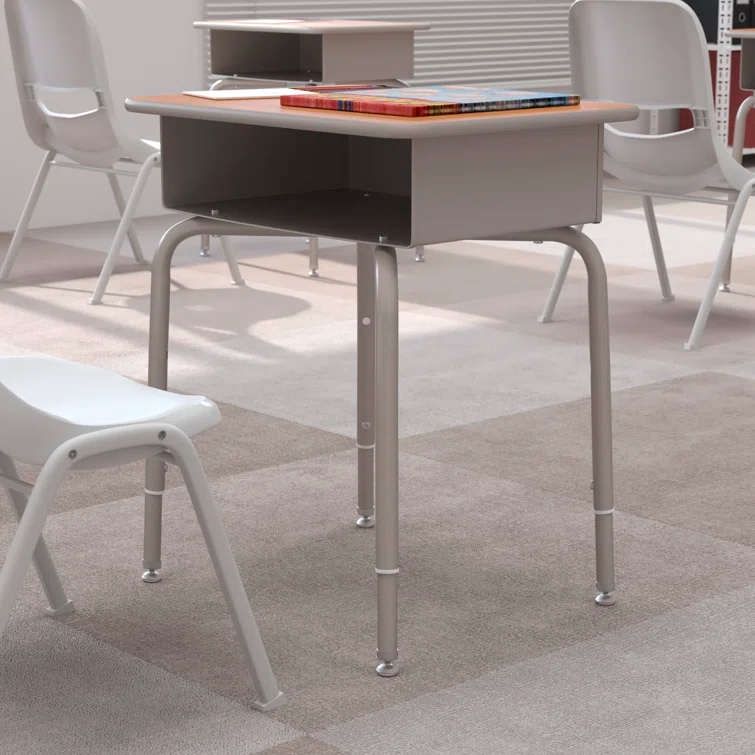 Flash Furniture Goddard Height-Adjustable Open Front Student Desk with Metal Book Box