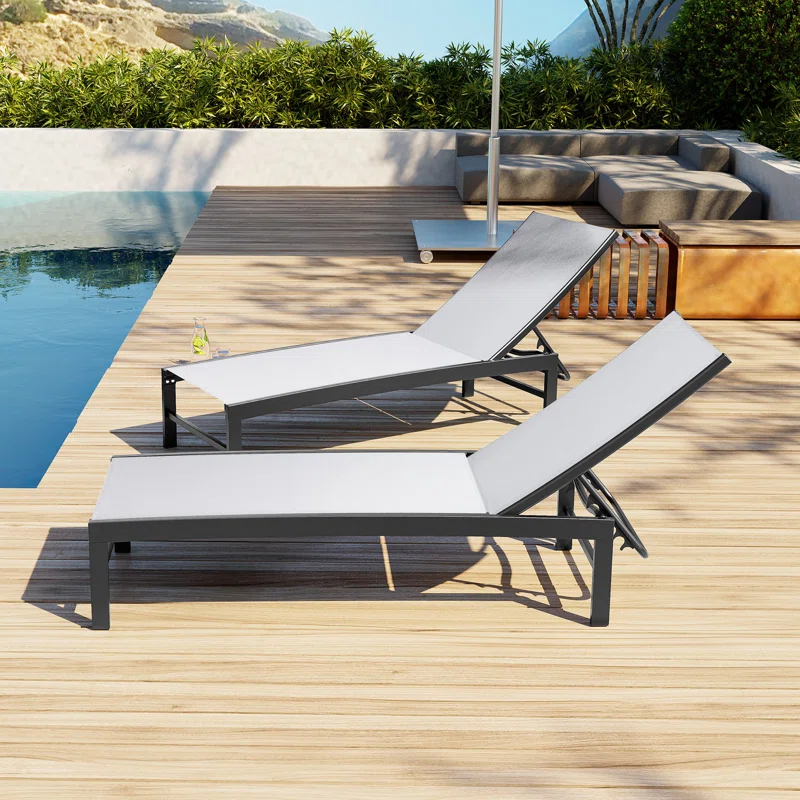Mercury Row® Blevens Outdoor Aluminum Chaise Lounge (Set of 2)